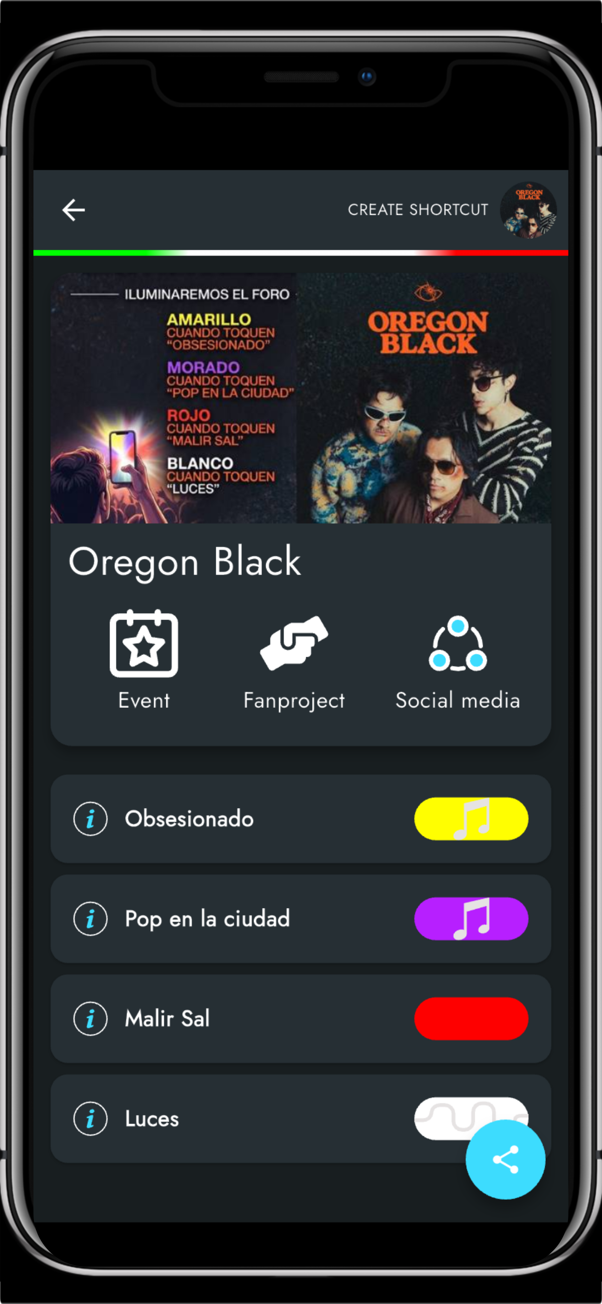 Concerts Lights — Pantalla de evento