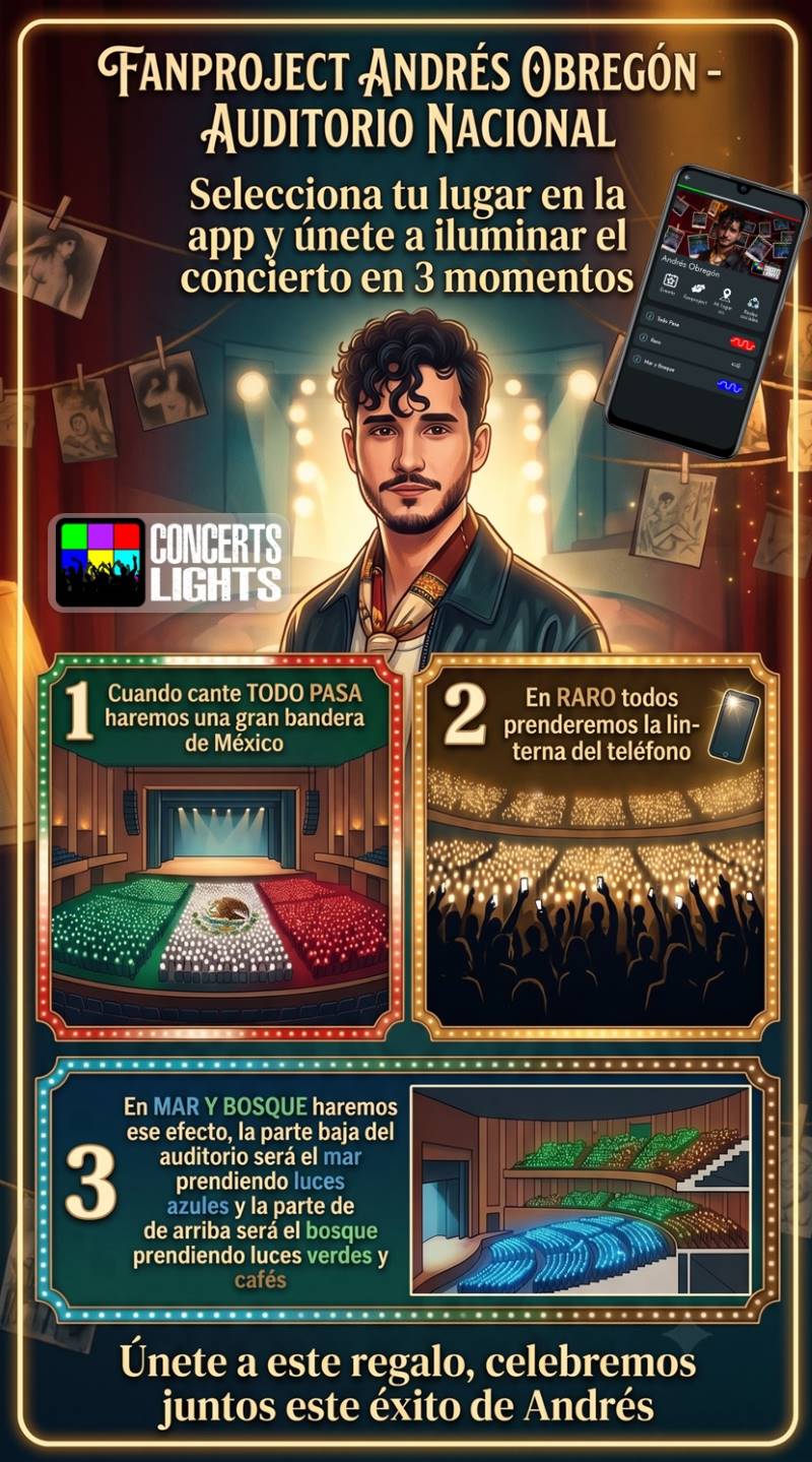 Fan project Andrés Obregón — los tres momentos de luces en el Auditorio Nacional