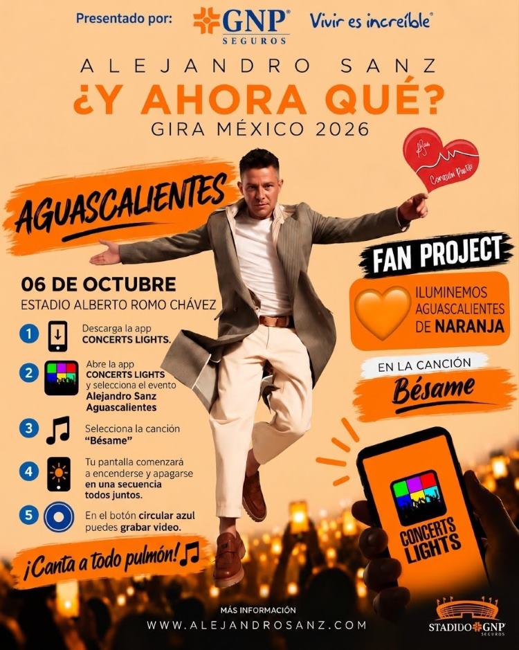 Fan project Alejandro Sanz Aguascalientes — iluminemos Aguascalientes de naranja