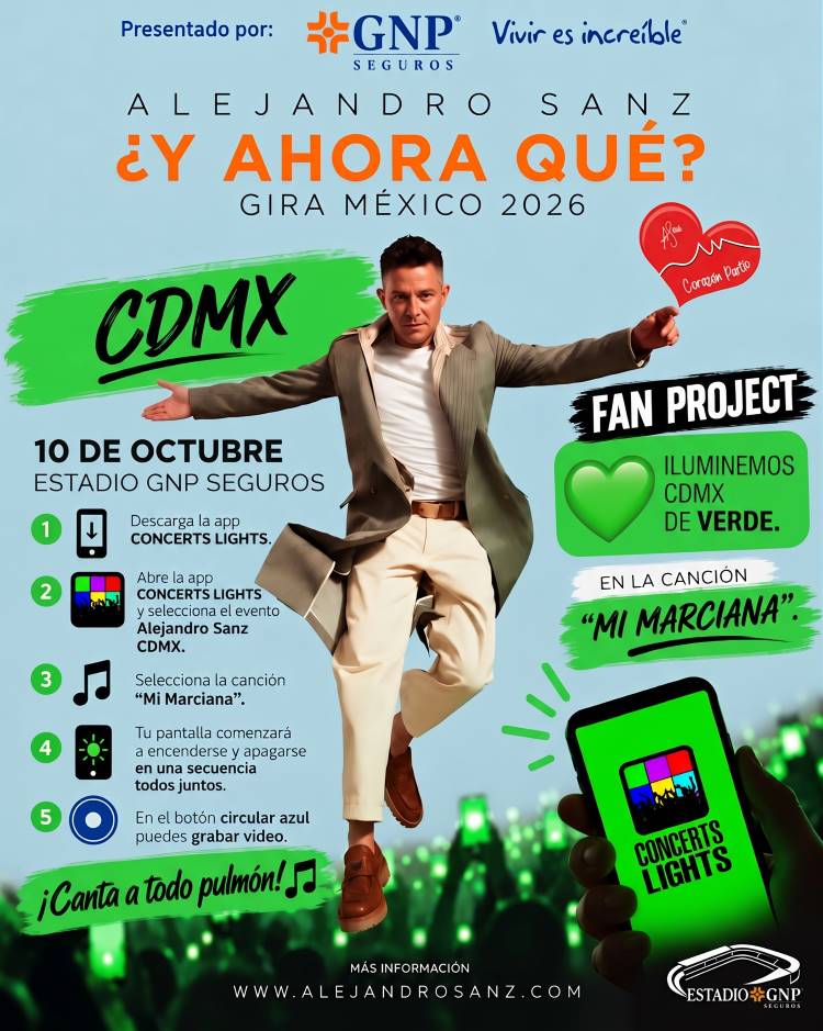 Fan project Alejandro Sanz CDMX — iluminemos CDMX de verde
