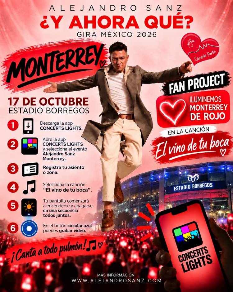 Fan project Alejandro Sanz Monterrey — iluminemos Monterrey de rojo